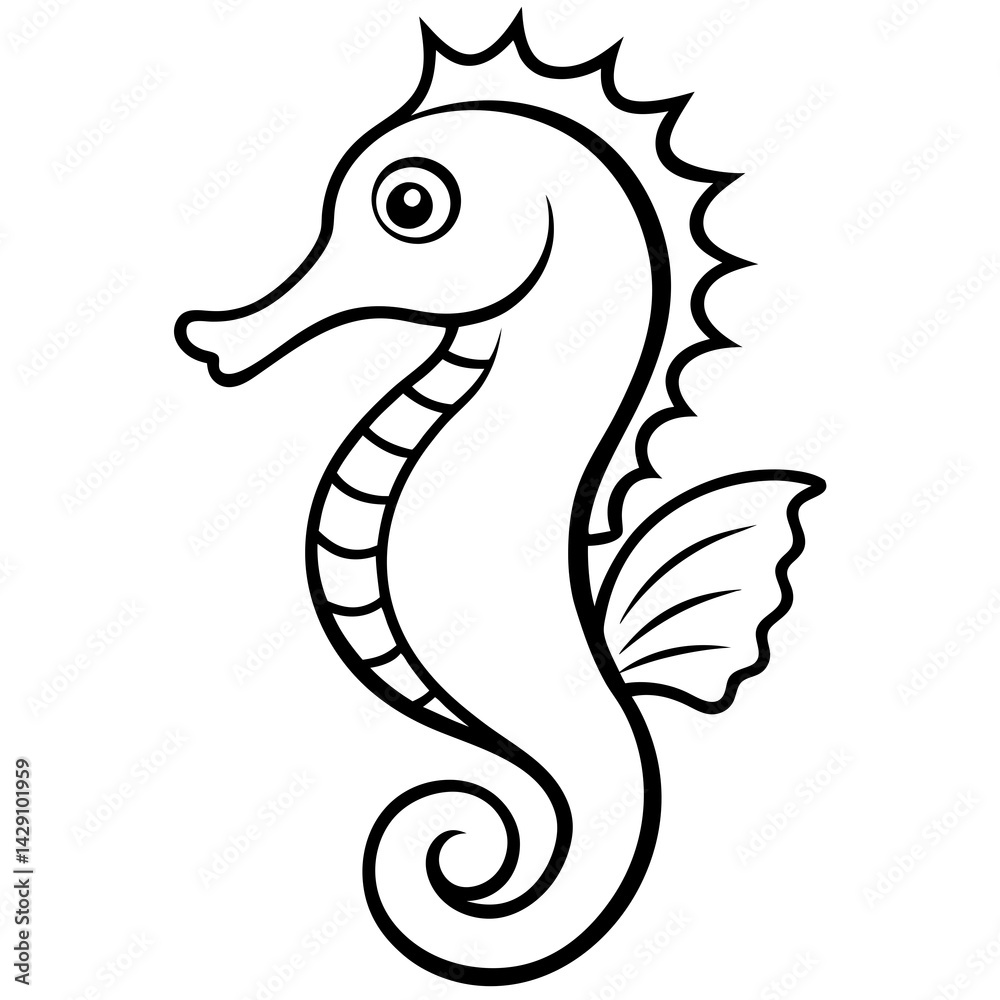 Fototapeta premium Modern Seahorse Line Art Graphic