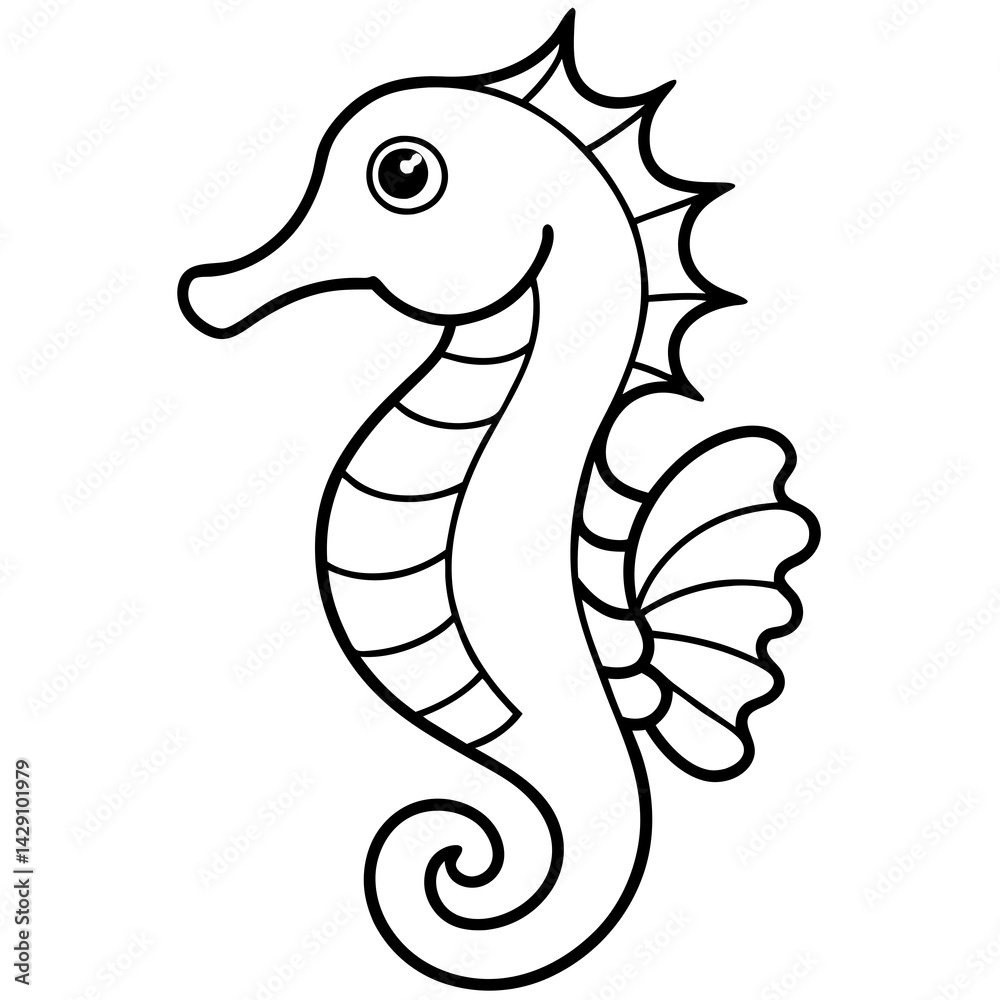 Fototapeta premium Modern Seahorse Line Art Graphic