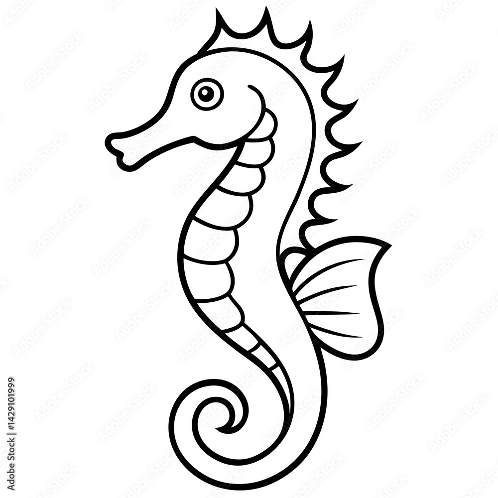 Fototapeta premium Modern Seahorse Line Art Graphic
