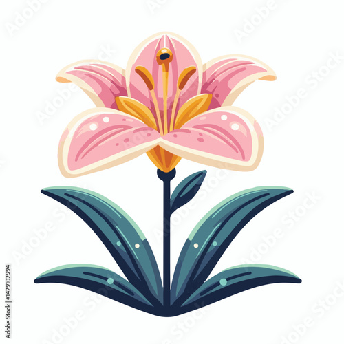 floral, lily, flower, nature, blossom, plant, white, background, spring, flora, bouquet, isolated, botanical, decoration, summer, botany, leaf, bloom, beautiful, green, closeup, petal, illustration, g