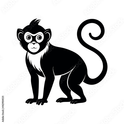 Little Capuchin Baby Silhouette Vector Art