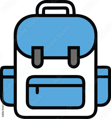 Modern Blue and White Backpack Icon Vector Design for School, Travel, and Casual Use