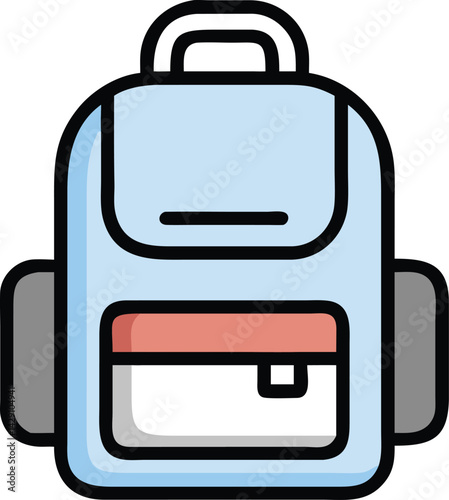 Stylish Blue and Grey Backpack Icon Vector Design for Travel, School, and Casual Use