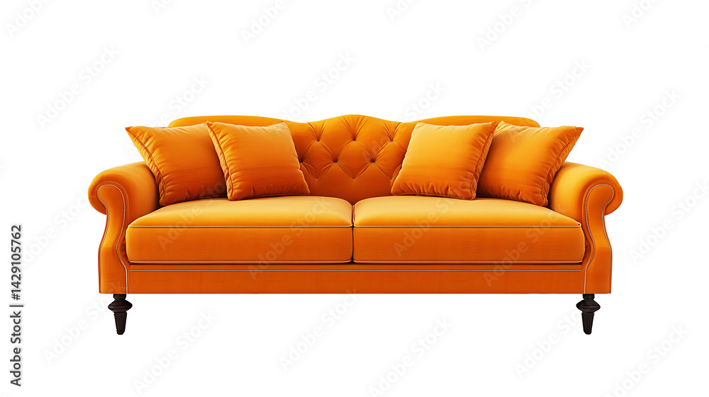 Fototapeta premium orange couch isolated on white background.png