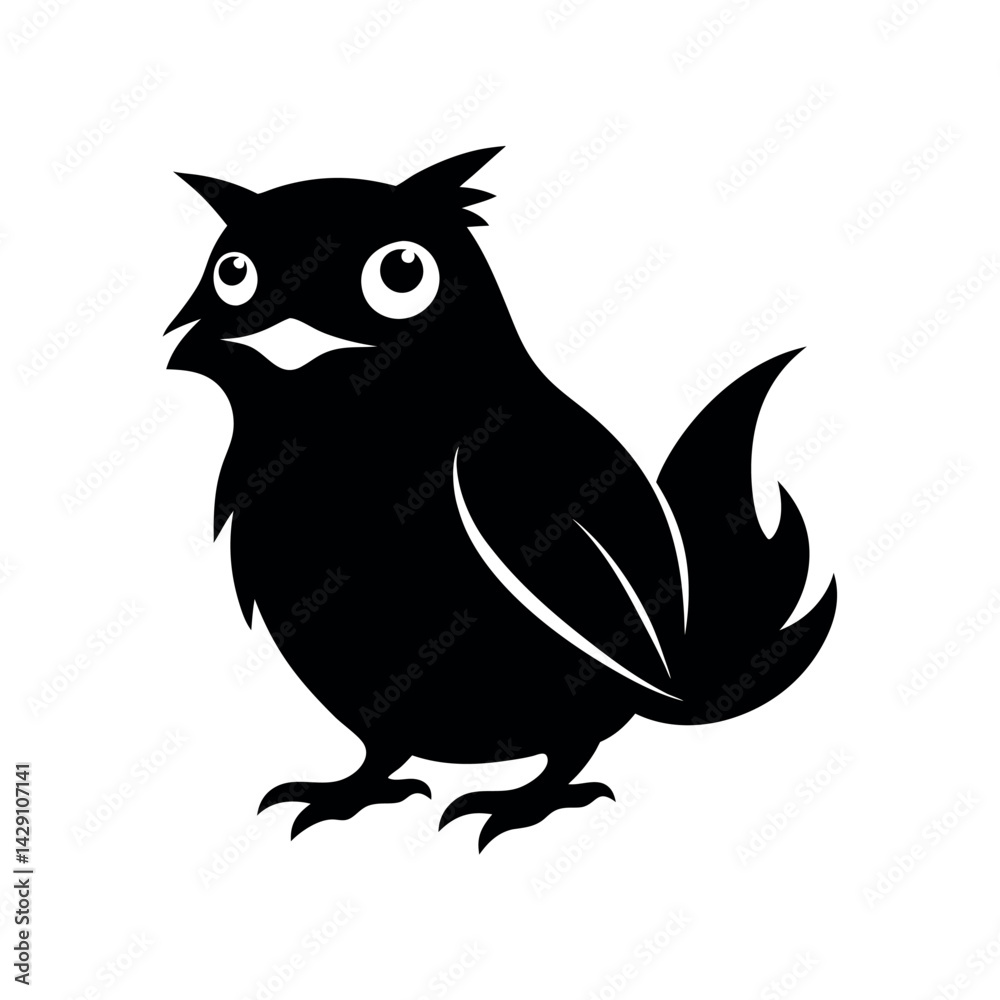 Fototapeta premium Frogmouth Bird Javan Silhouette Vector Art