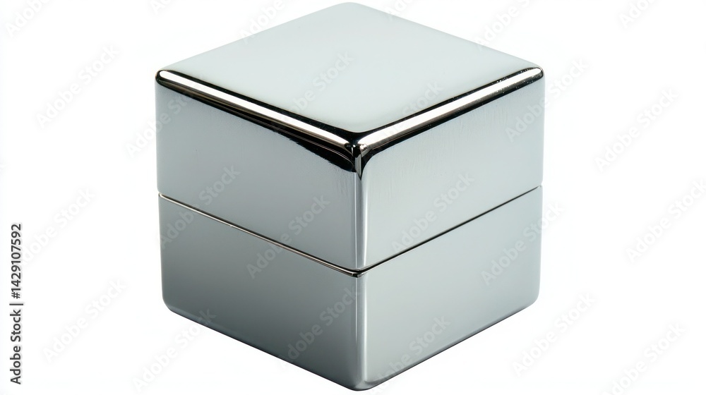 A silver paperweight shaped like a cube. A silver paperweight shaped like a cube.