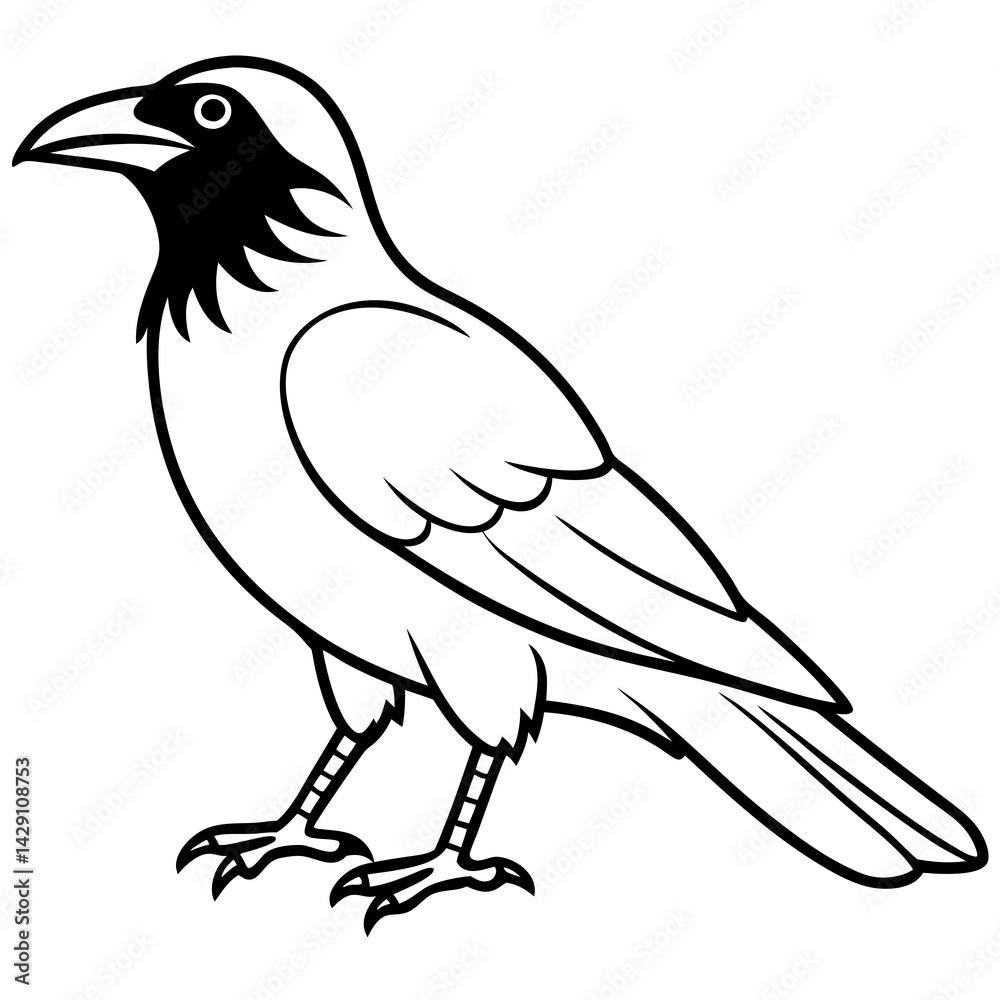 Obraz premium Abstract One-Line Crow Vector Illustration