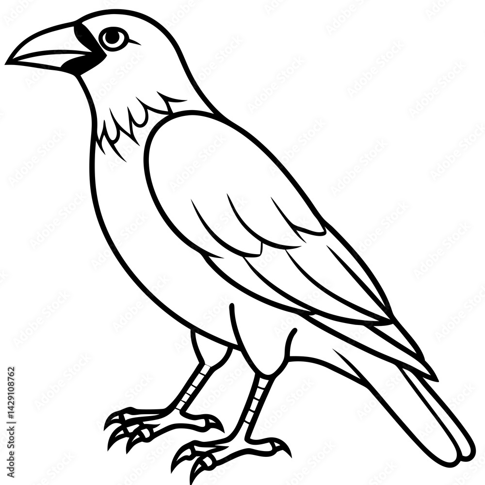 Obraz premium Abstract One-Line Crow Vector Illustration