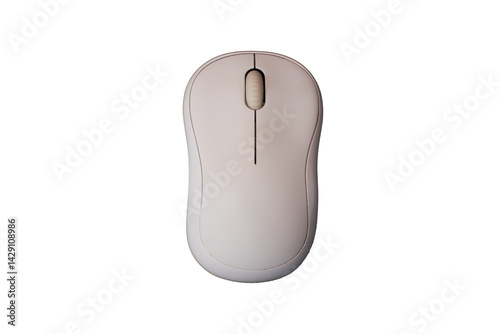 White computer mouse isolated on transparent background.