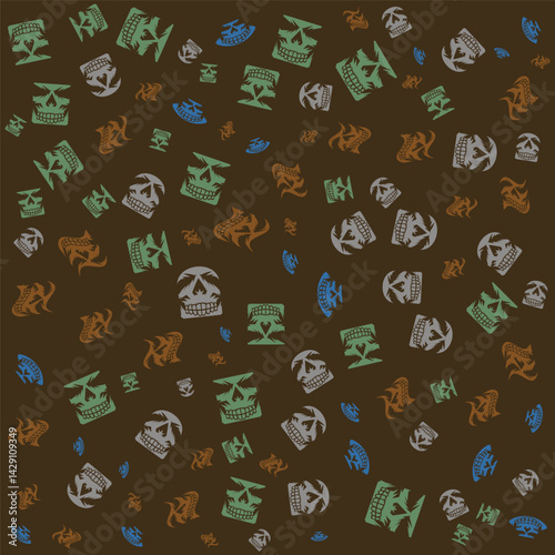 Seamless Pattern with Tribal Skulls