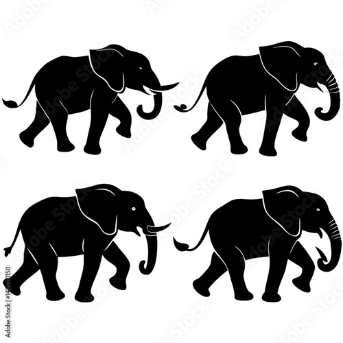 elephants silhouettes vector