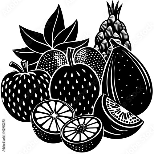 Wallpaper Mural vector illustration of fruits Torontodigital.ca