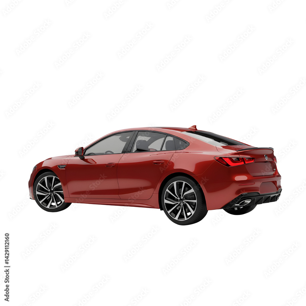 Red Sport Sedan – 3D Render with Transparent Background Red Sport Sedan – 3D Render with Transparent Background