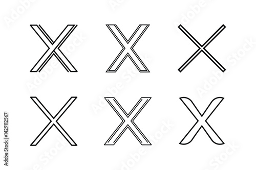 close x vector line art illustration