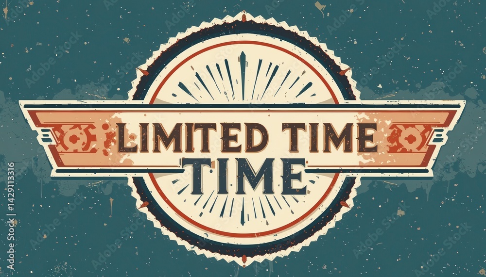 Obraz premium Limited time offer announcement vintage style graphic design retro environment eye-catching viewpoint promotional concept for marketing impact
