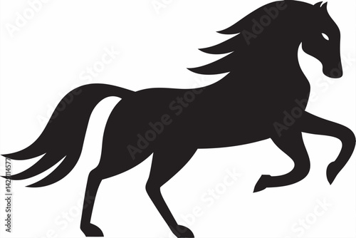 Black horse silhouette rearing up powerful and graceful equestrian design