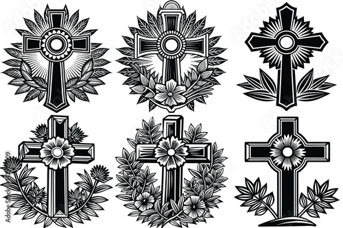 Remembrance cross silhouette vector illustration isolated on white background.