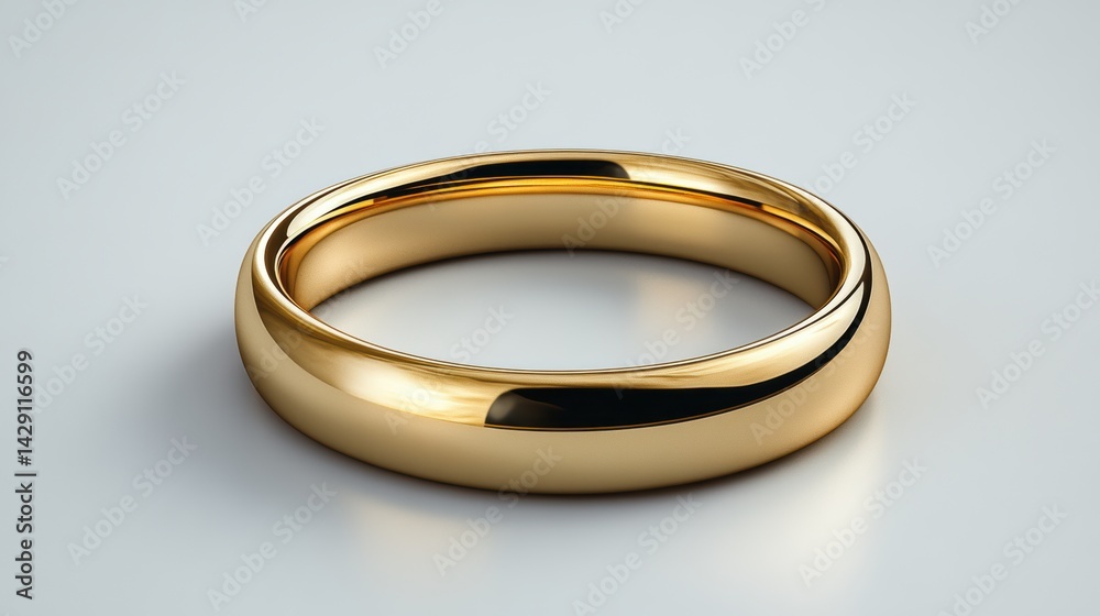 Simple gold band ring with smooth polished finish, isolated on white background Simple gold band ring with smooth polished finish, isolated on white background