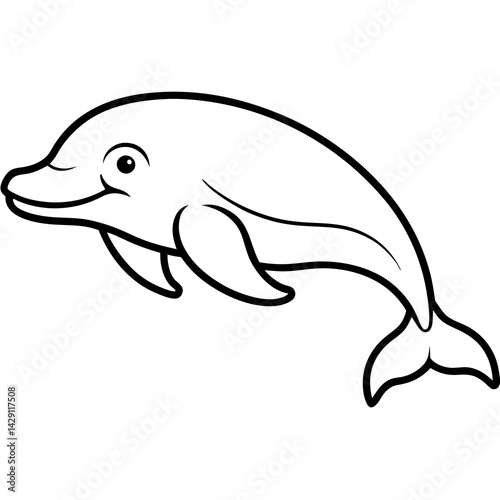 Beluga Whale One Line Drawing Vector Art