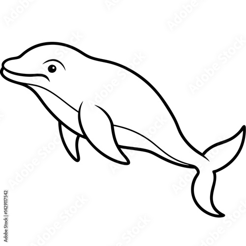 Beluga Whale One Line Drawing Vector Art