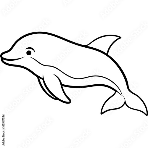 Beluga Whale One Line Drawing Vector Art