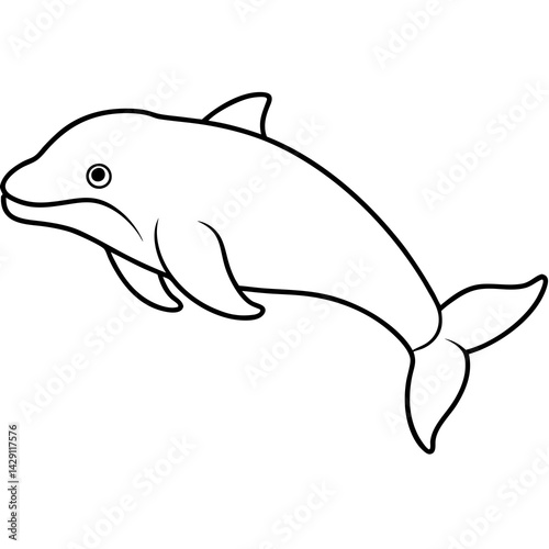 Beluga Whale One Line Drawing Vector Art