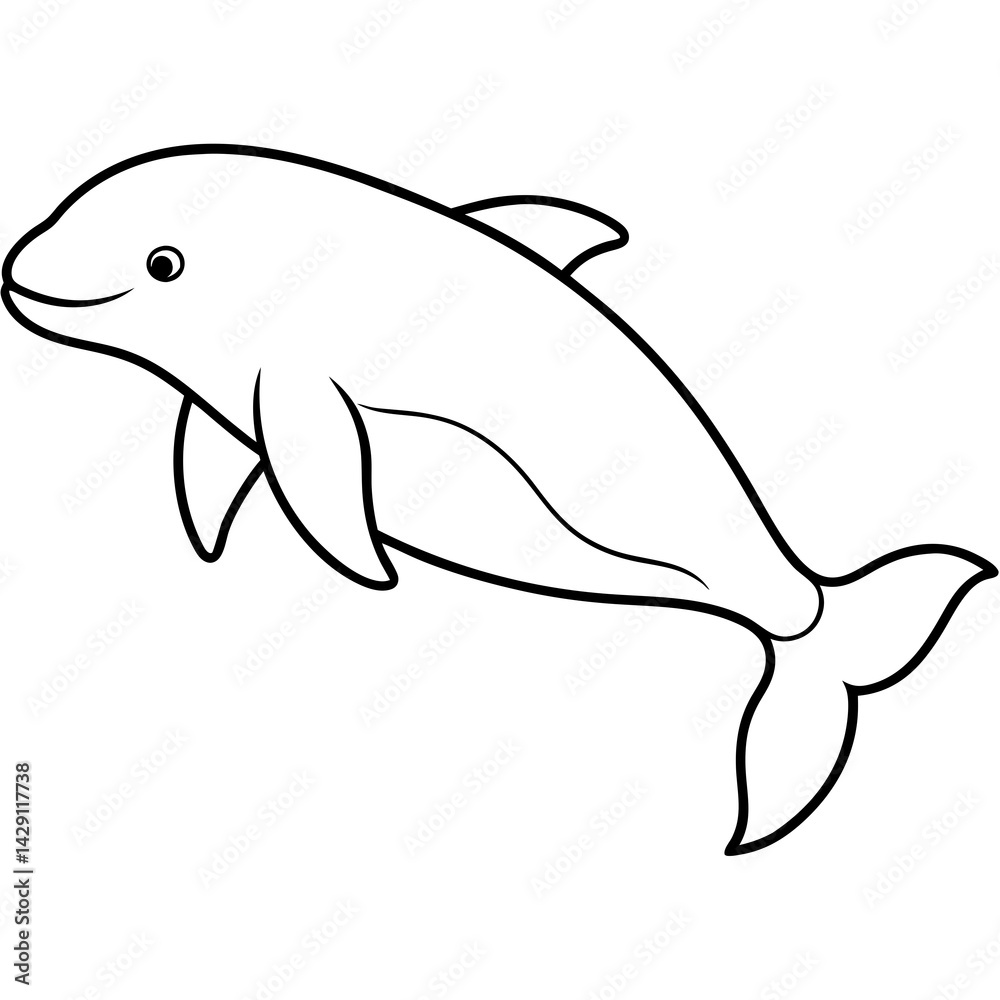 Fototapeta premium Beluga Whale One Line Drawing Vector Art