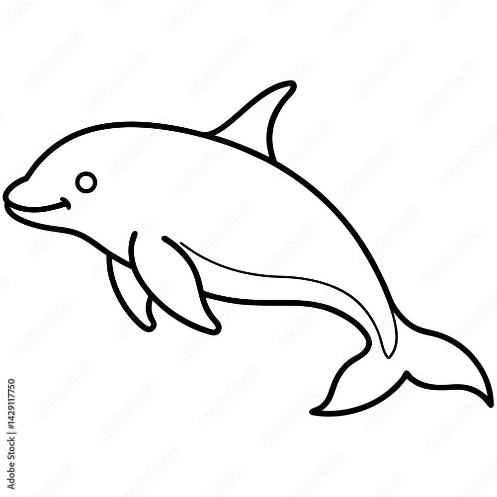 Fototapeta premium Beluga Whale One Line Drawing Vector Art