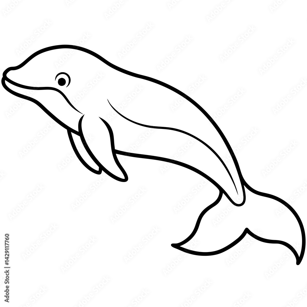 Fototapeta premium Beluga Whale One Line Drawing Vector Art
