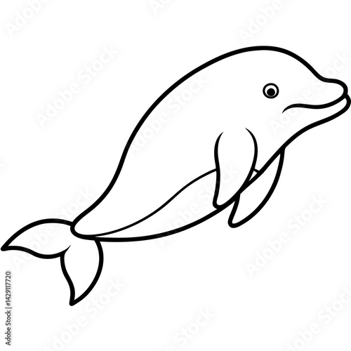 Beluga Whale One Line Drawing Vector Art