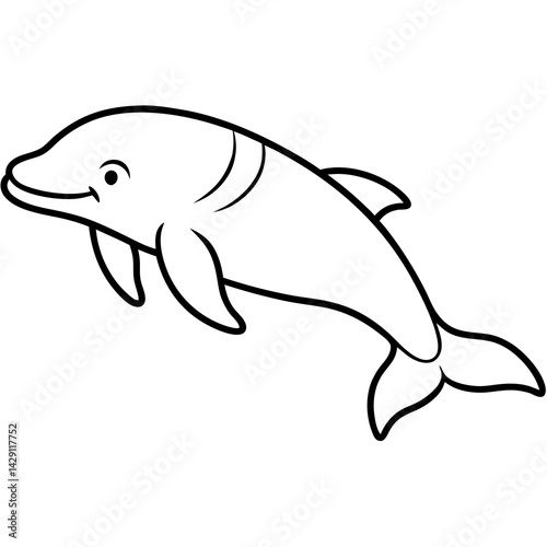 Beluga Whale One Line Drawing Vector Art