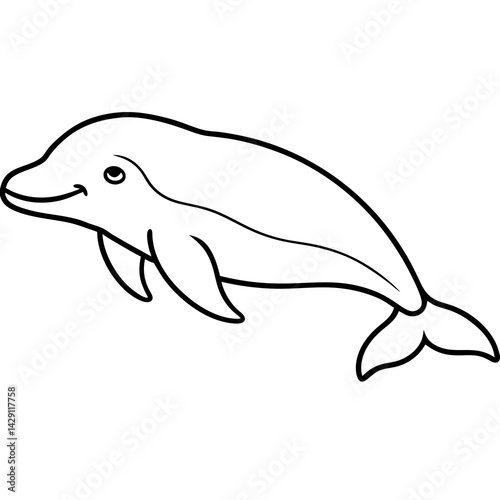 Beluga Whale One Line Drawing Vector Art