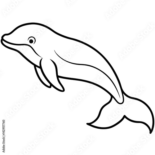 Beluga Whale One Line Drawing Vector Art