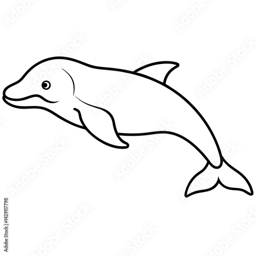 Beluga Whale One Line Drawing Vector Art