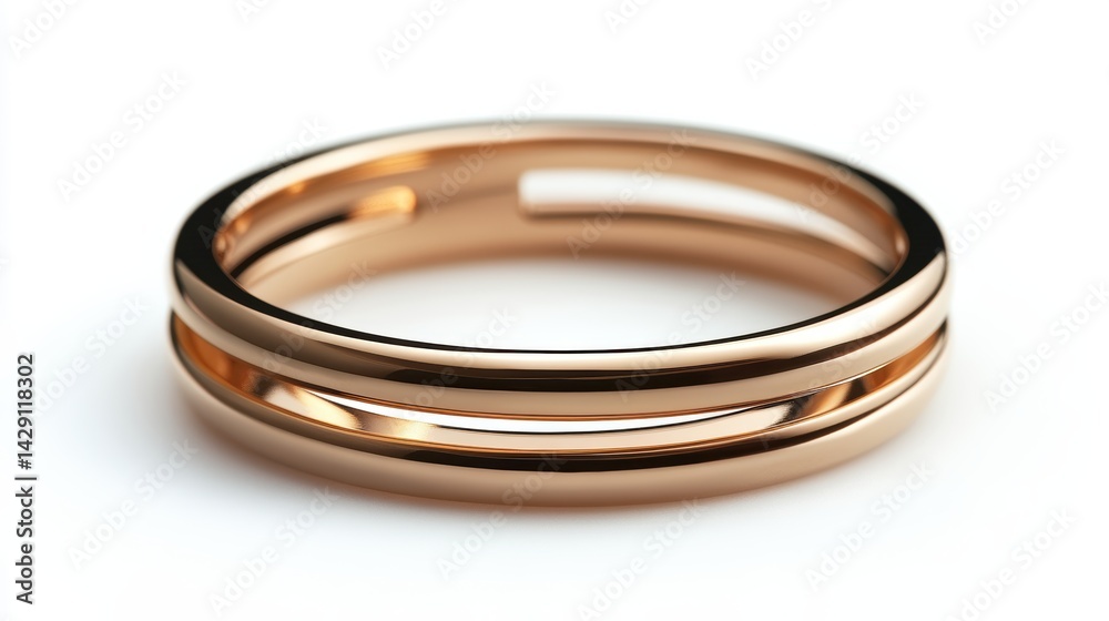 Thin double band ring in rose gold with open center, isolated on white background Thin double band ring in rose gold with open center, isolated on white background