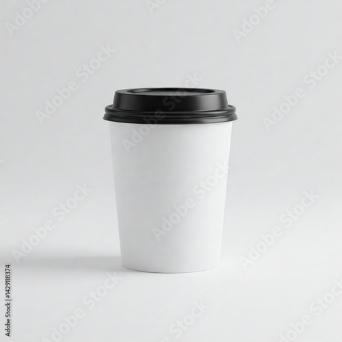 White Takeaway Coffee Cup Mockup on White Background