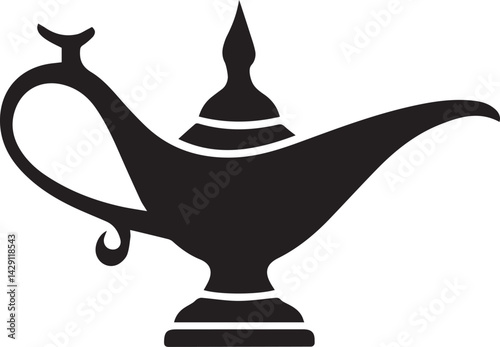 jinee lamp logo design silhouette style vector minimal vector art illustration on a white background
