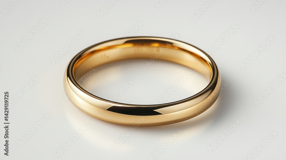 Thin gold ring with negative space in center, isolated on white background Thin gold ring with negative space in center, isolated on white background