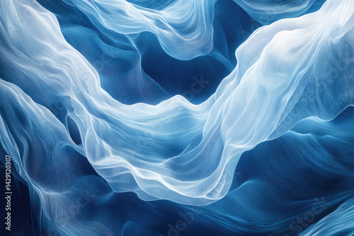 Gentle Flowing Lines with Blue and White Gradient Background