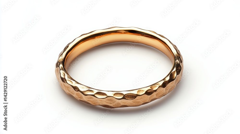 Slim hammered ring with organic texture, isolated on white background Slim hammered ring with organic texture, isolated on white background