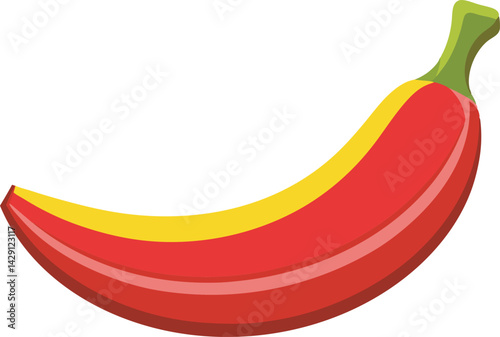 A vibrant vector art illustration of a delicious red banana, showcasing its unique color, ripe texture, and tropical fruit appeal