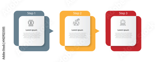 Infographic template with paper style and 3 step concept 