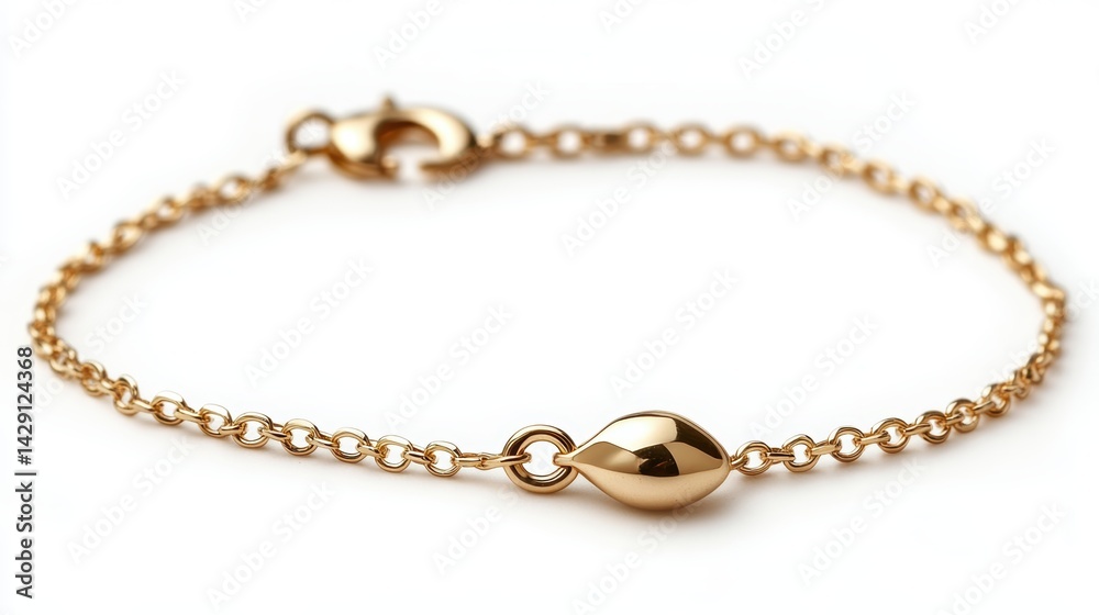 Tiny teardrop charm bracelet with clean clasp, isolated on white background Tiny teardrop charm bracelet with clean clasp, isolated on white background