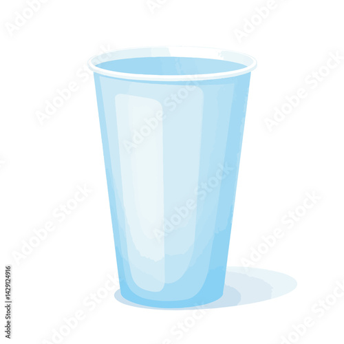 Transparent blue plastic cup on a white background  