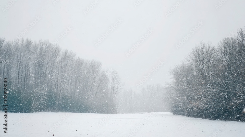 Snowy serenity in a quiet winter scene, where gentle flakes whisper peace Snowy serenity in a quiet winter scene, where gentle flakes whisper peace