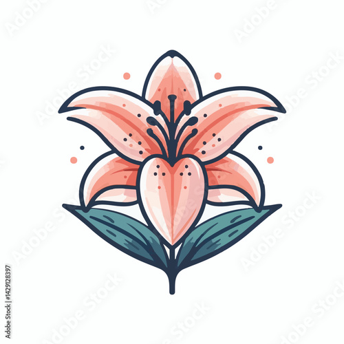floral, lily, flower, nature, blossom, plant, white, background, spring, flora, bouquet, isolated, botanical, decoration, summer, botany, leaf, bloom, beautiful, green, closeup, petal, illustration, g