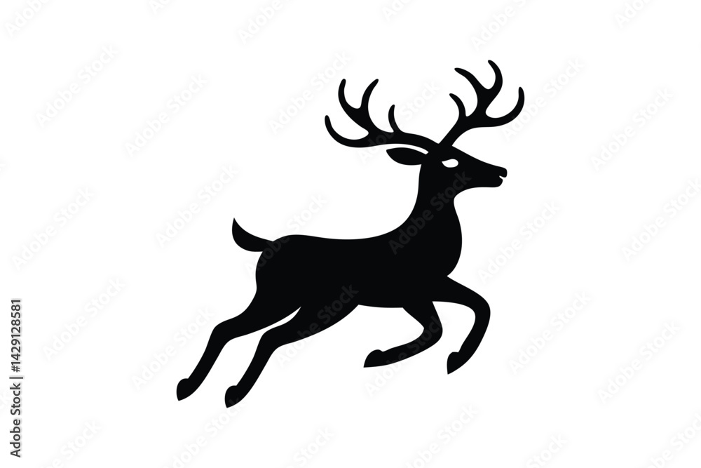 Obraz premium Silhouette art illustration of reindeer with antlers.eps