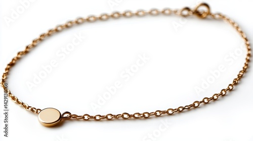 Wallpaper Mural Fine gold chain anklet with tiny charm, isolated on white background Torontodigital.ca