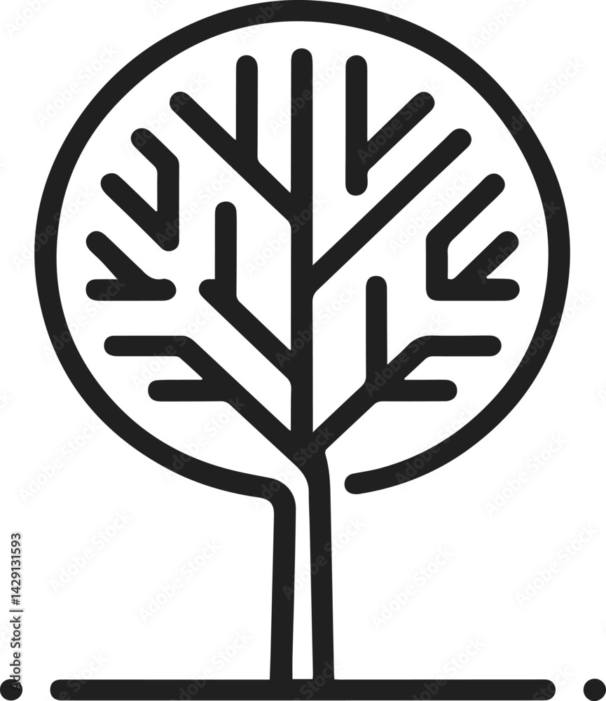 Fototapeta premium Very Simple Minimalist Line Art Tree, Vector Art for Design, Tree Design Elements