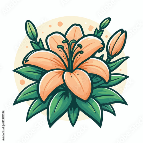 floral, lily, flower, nature, blossom, plant, white, background, spring, flora, bouquet, isolated, botanical, decoration, summer, botany, leaf, bloom, beautiful, green, closeup, petal, illustration, g